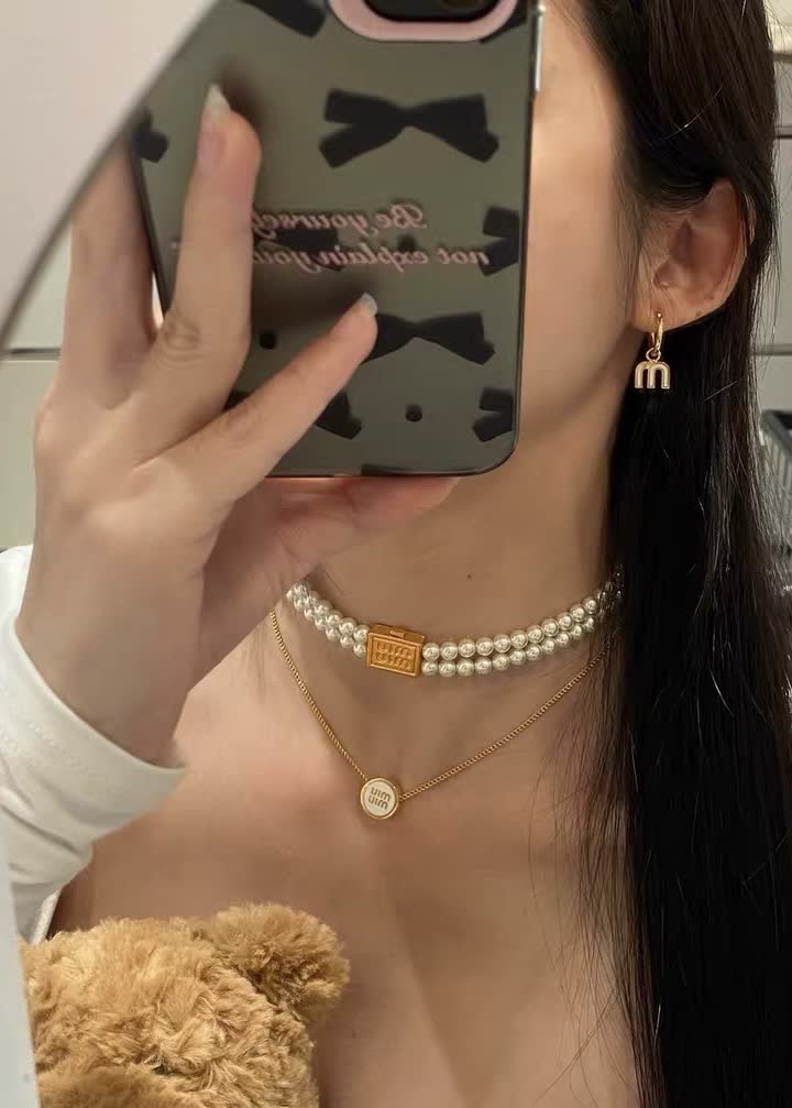 Miu Miu Logo Pendant Necklace